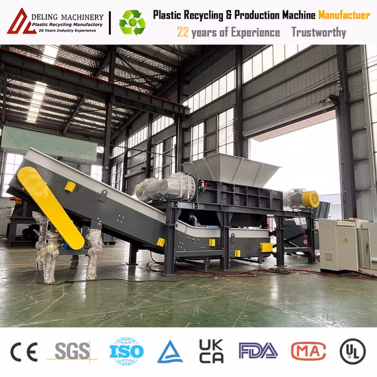 Déchiqueteuse en plastique à double arbre de déchets métalliques de pare-chocs de voiture Fante pour la ligne de lavage et de recyclage